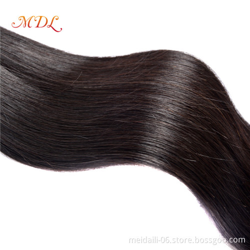 Human Bundles Hair Cuticle Aligned Vendors, Wholesale Natural Silky Straight Wave Style 4 Bundles With Closure